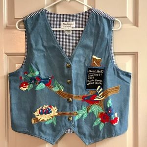 Vintage Blue Embroidered Vest